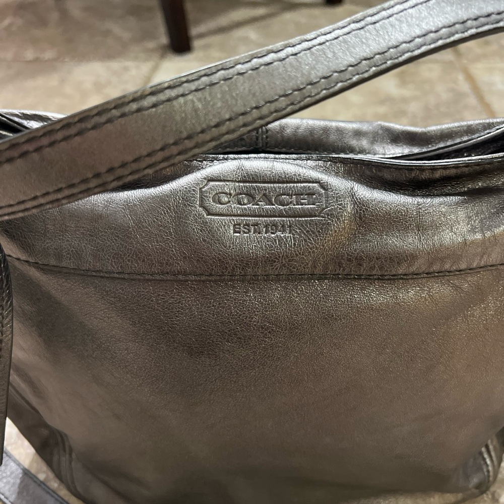 EUC COACH Zoe Gunmetal Gray Leather Convertible Handbag Crossbody Purse - Picture 2 of 13
